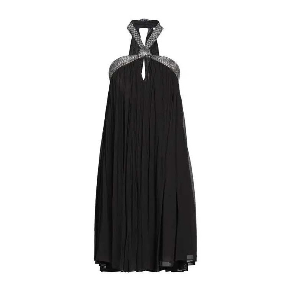 Black Silk Embellished Halter Mini Dress ba&sh Jay Ahr 8 LBD Cocktail Luxury NWT